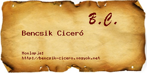 Bencsik Ciceró névjegykártya